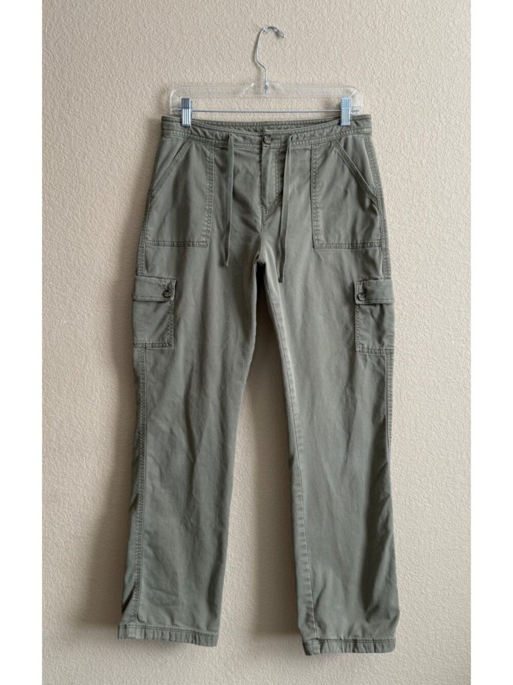 L.L. Bean Women's Flannel Lined Cargo Pants Favorite Fit Olive Green